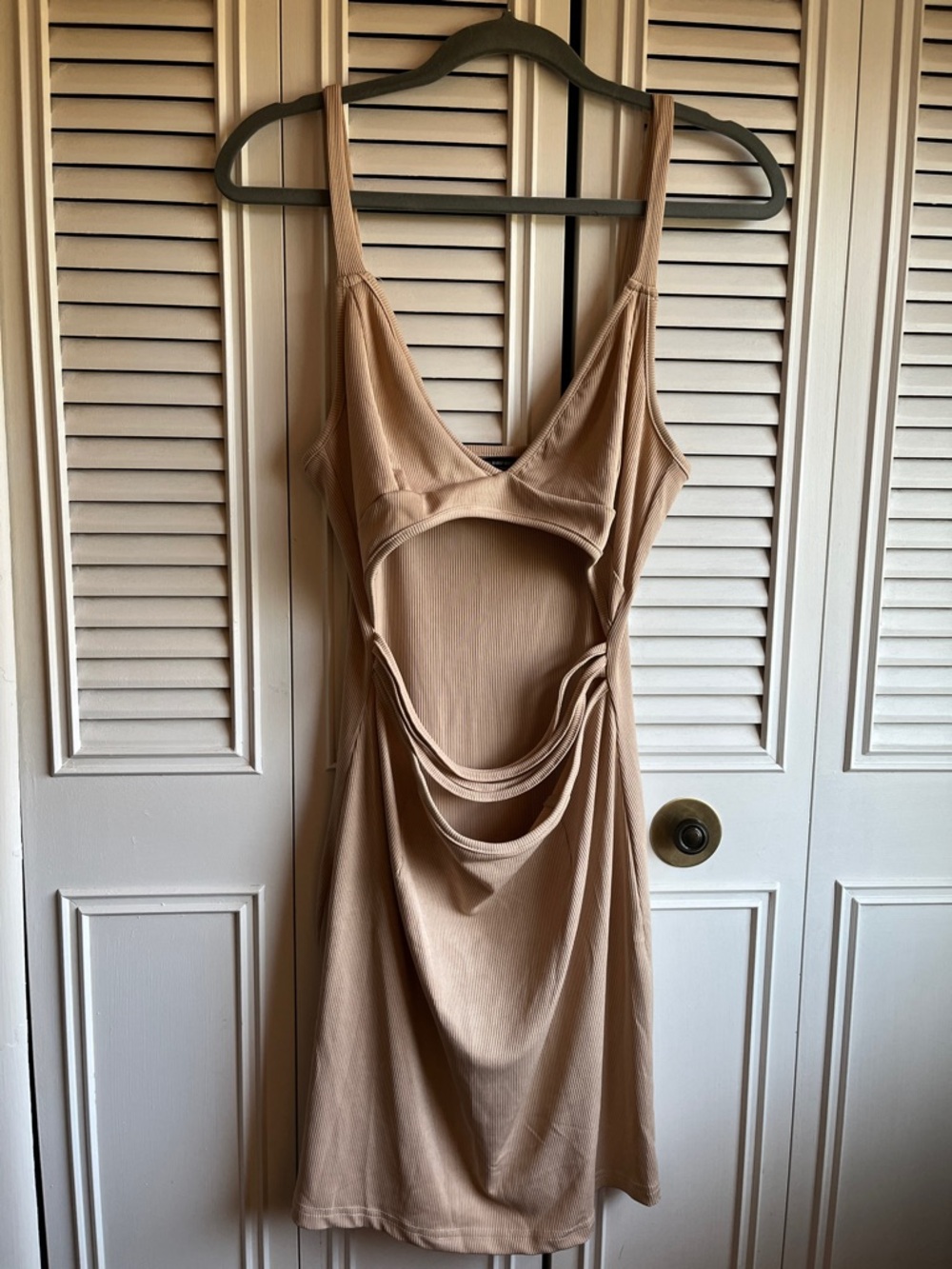 SHEIN Beige Cutout Mini Dress